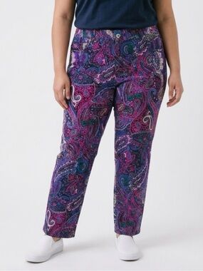 Chico's Vibrant Purple & Pink Paisley Cropped Jeans